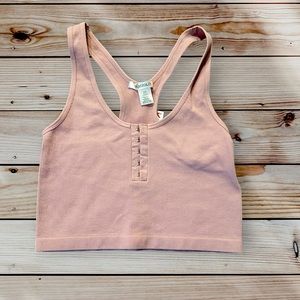 Pink Ribbed Crop Tank Top Size Small/Medium